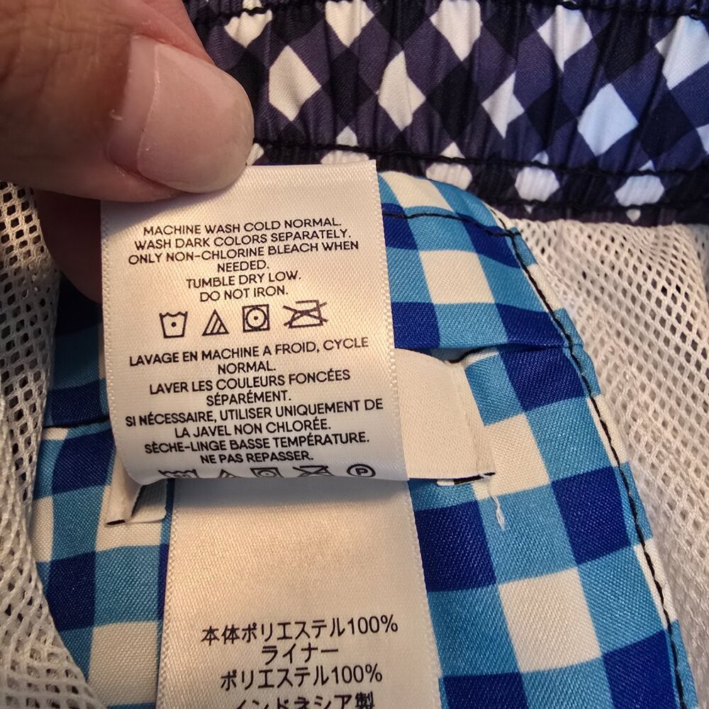Draper James x Lands' End Gingham Swim Shorts Blue White Size S EUC - Picture 13 of 14